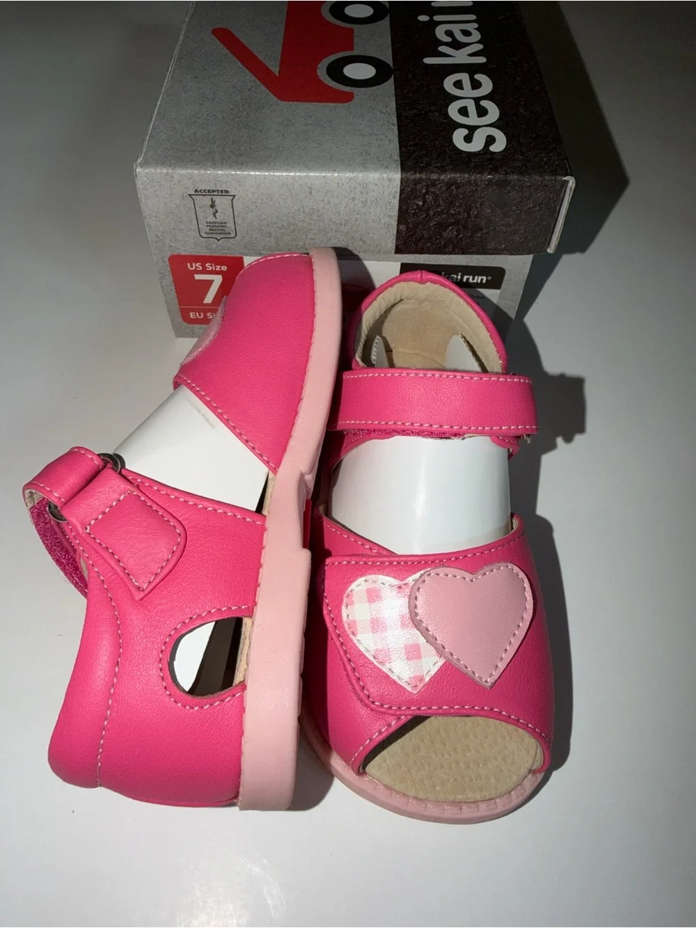 See Kai Run Girls Hot Pink Heart Sandals